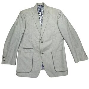 Robert Graham Blazer Jacket Men 40 Gray Lined Single Breasted Notch Lapel Vented